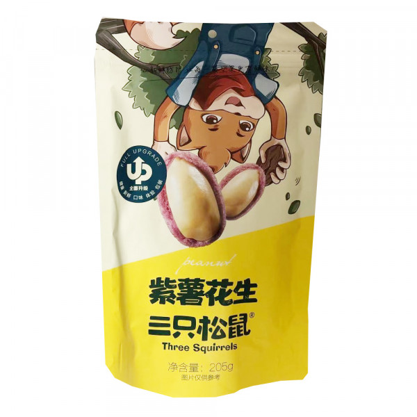 Three Squirrels Dried Peanut （Purple Sweet Potato Peanut Flavor） / 三只松鼠紫薯花生 - 205 g