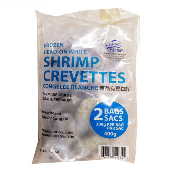 White shrimp head-on / 南美有头白虾 - 400g