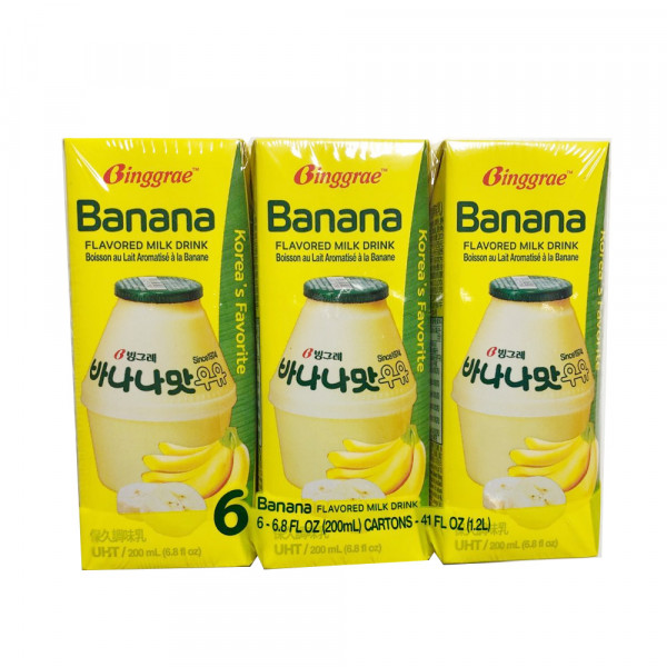 Binggrae Banana Flavour Milk Drink / Binggrae 香蕉味牛奶饮料 - 6*200 mL
