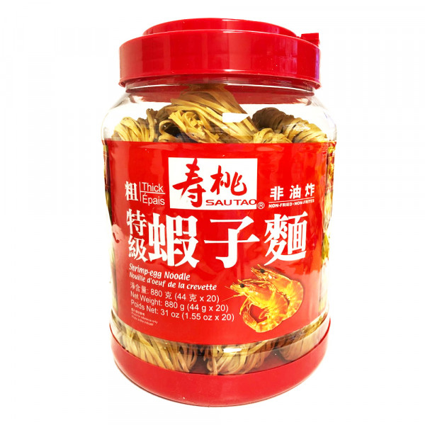 SauTao Shrimp-egg Noodel (Thick) / 寿桃特级虾子面 (粗）  - 880g