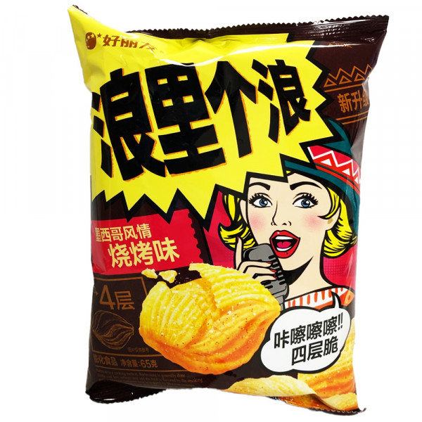 HaoLiYou BBQ Chips / 浪里个浪烧烤味薯片 - 65g