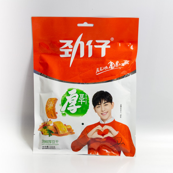 Jinzai Dried tofu pickled pepper flavor / 劲仔泡椒厚豆干 108g